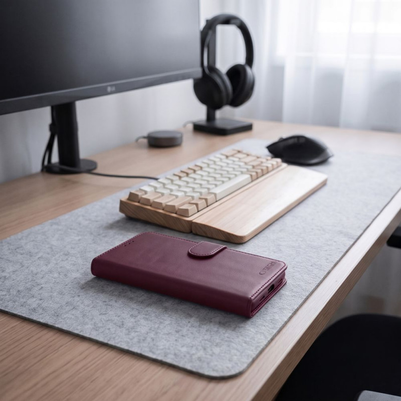 Tech-Protect Wallet capa carteira para Xiaomi Redmi Note 17 Pro 5G, bordô