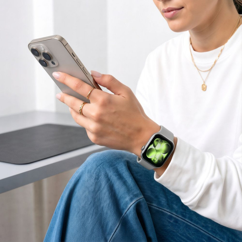 Tech-Protect Silicone bracelete para Apple Watch 8/9/10/11/12/SE 40/41/42 mm, cinzenta