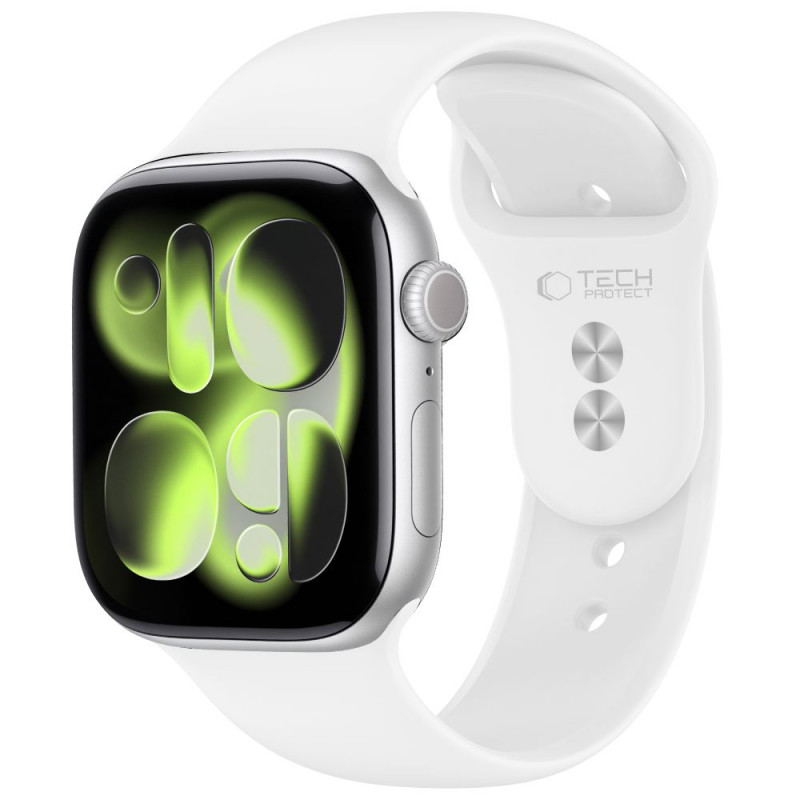 Tech-Protect Silicone bracelete para Apple Watch 8/9/10/11/12/SE 40/41/42 mm, branca