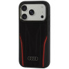 Capa Audi R8 Genuine Leather MagSafe em pele genuína para iPhone 18 Pro / 17 Pro, preta e vermelha (AUDI000239)