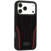 Capa Audi R8 Genuine Leather MagSafe em pele genuína para iPhone 18 Pro Max / 17 Pro Max, preta e vermelha (AUDI000240)