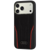 Capa Audi R8 Genuine Leather MagSafe em pele genuína para iPhone 18 Pro Max / 17 Pro Max, preta e vermelha (AUDI000240)