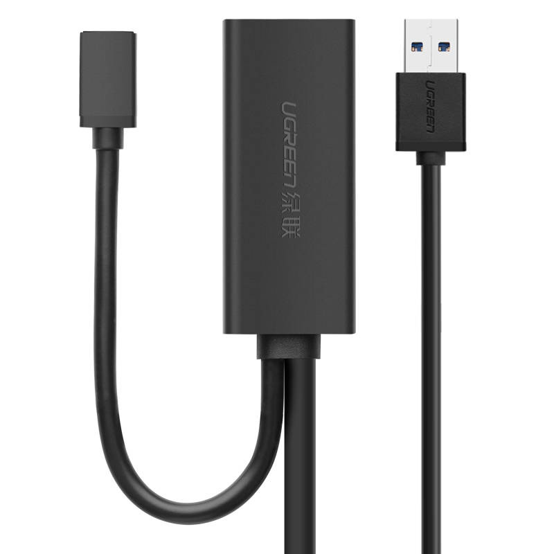 Cabo de extensão UGREEN US175 USB 3.0 com porta de alimentação micro USB, 5 m, preto