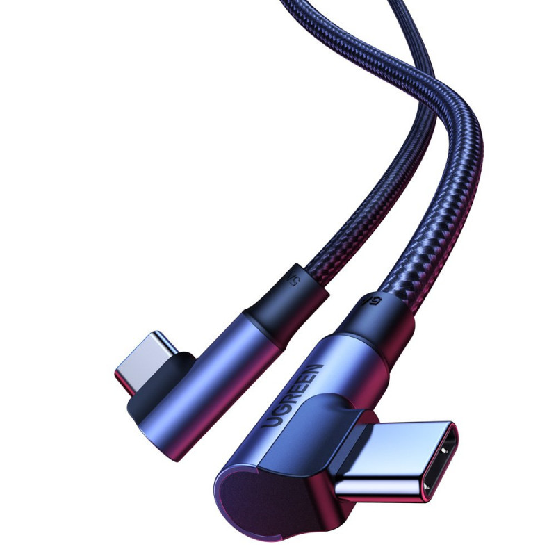 Cabo angular UGREEN US335 70696 de USB-C para USB-C, 100 W, 1 m, preto