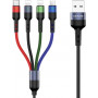 USAMS U26 SJ413USB01 (US-SJ413) cabo entrançado de nylon 4 em 1, 3 m, 2 A (2x Lightning/microUSB/USB-C)