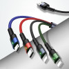 USAMS U26 SJ413USB01 (US-SJ413) cabo entrançado de nylon 4 em 1, 3 m, 2 A (2x Lightning/microUSB/USB-C)