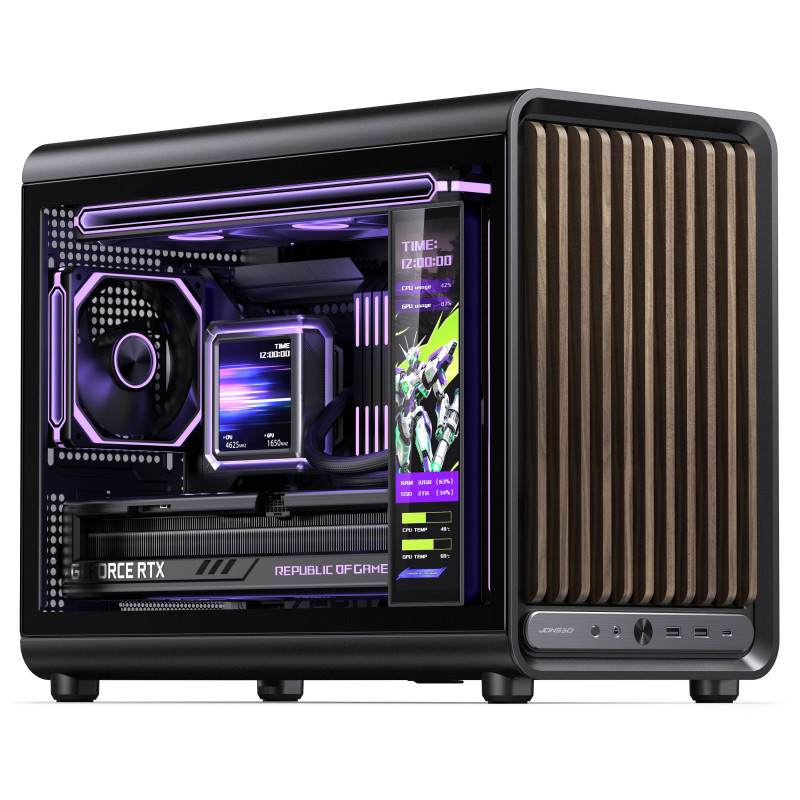 Jonsbo D33 Wood caixa de PC, Micro-ATX, mATX, vidro temperado, preta, madeira