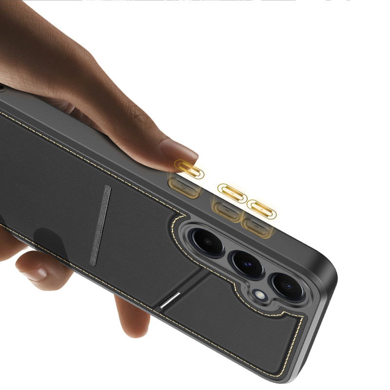 Dux Ducis capa Rafi II para Samsung Galaxy S25 com suporte e carteira, preta
