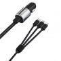 Dudao R5ProN carregador de carro com cabo 3 em 1 integrado (Lightning / USB-C / micro USB), 3,4 A, 1 m, preto