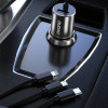 Dudao R5ProN carregador de carro com cabo 3 em 1 integrado (Lightning / USB-C / micro USB), 3,4 A, 1 m, preto