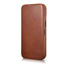 iCarer CE Oil Wax Premium Leather Folio Case capa tipo livro magnética para iPhone 14 Plus, MagSafe, castanha (AKI14220707-BN)
