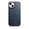 iCarer CE Oil Wax Premium Leather Folio Case capa tipo livro magnética para iPhone 14 Plus, MagSafe, azul (AKI14220707-BU)