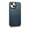 iCarer CE Oil Wax Premium Leather Folio Case capa tipo livro magnética para iPhone 14 Plus, MagSafe, azul (AKI14220707-BU)