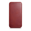 iCarer CE Oil Wax Premium Leather Folio Case capa tipo livro magnética para iPhone 14 Plus, MagSafe, vermelha (AKI14220707-RD)