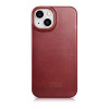 iCarer CE Oil Wax Premium Leather Folio Case capa tipo livro magnética para iPhone 14 Plus, MagSafe, vermelha (AKI14220707-RD)