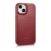 iCarer CE Oil Wax Premium Leather Folio Case capa tipo livro magnética para iPhone 14 Plus, MagSafe, vermelha (AKI14220707-RD)