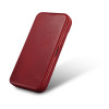 iCarer CE Oil Wax Premium Leather Folio Case capa tipo livro magnética para iPhone 14 Plus, MagSafe, vermelha (AKI14220707-RD)