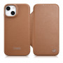 iCarer CE Premium Leather Folio Case capa tipo livro magnética para iPhone 14 Plus, MagSafe, castanha (WMI14220715-BN)