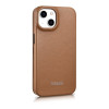 iCarer CE Premium Leather Folio Case capa tipo livro magnética para iPhone 14 Plus, MagSafe, castanha (WMI14220715-BN)