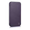 iCarer CE Premium Leather Folio Case capa tipo livro magnética para iPhone 14 Plus, MagSafe, roxa escura (WMI14220715-DP)