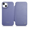 iCarer CE Premium Leather Folio Case capa tipo livro de pele para Apple iPhone 14 Plus / 15 Plus, MagSafe, roxa clara (ICR413)