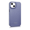 iCarer CE Premium Leather Folio Case capa tipo livro de pele para Apple iPhone 14 Plus / 15 Plus, MagSafe, roxa clara (ICR413)