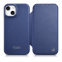 iCarer CE Premium Leather Folio Case capa tipo livro magnética para iPhone 14 Plus, MagSafe, azul (WMI14220715-BU)