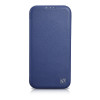 iCarer CE Premium Leather Folio Case capa tipo livro magnética para iPhone 14 Plus, MagSafe, azul (WMI14220715-BU)
