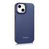 iCarer CE Premium Leather Folio Case capa tipo livro magnética para iPhone 14 Plus, MagSafe, azul (WMI14220715-BU)