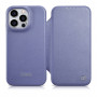 iCarer CE Premium Leather Folio Case capa tipo livro de pele para Apple iPhone 14 Pro Max, MagSafe, roxa clara (ICR419)