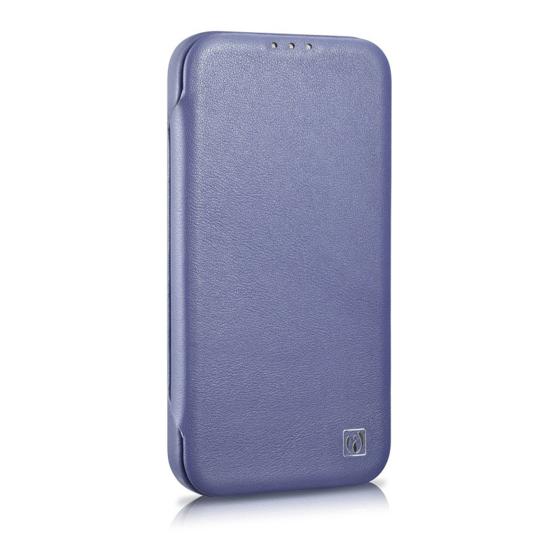 iCarer CE Premium Leather Folio Case capa tipo livro de pele para Apple iPhone 14 Pro Max, MagSafe, roxa clara (ICR419)