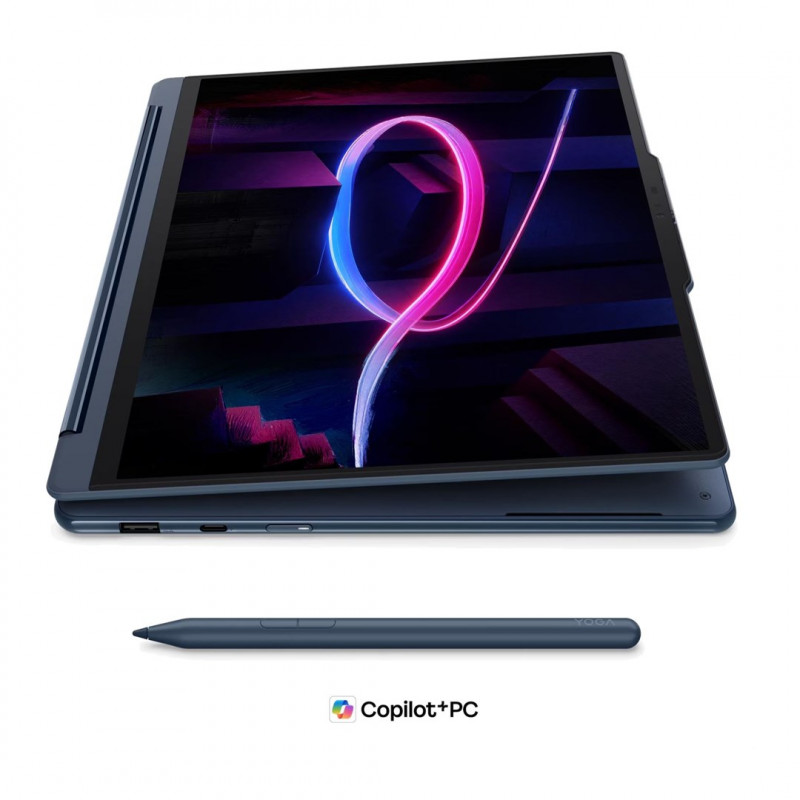 Lenovo Yoga 9i 2-in-1 Aura Edition 14IPH11 83SE001XPB portátil, 14" 2,8K OLED tátil, Intel Core Ultra 7 355, 32 GB RAM, SSD de 512 GB, azul