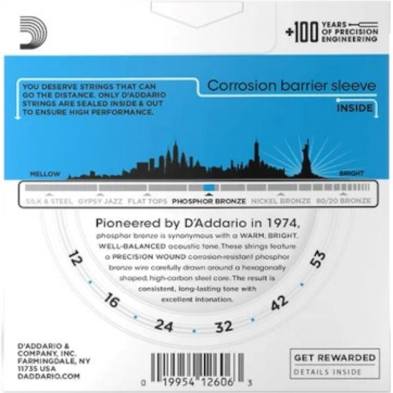 D'Addario EJ16 cordas para guitarra acústica, 12-53