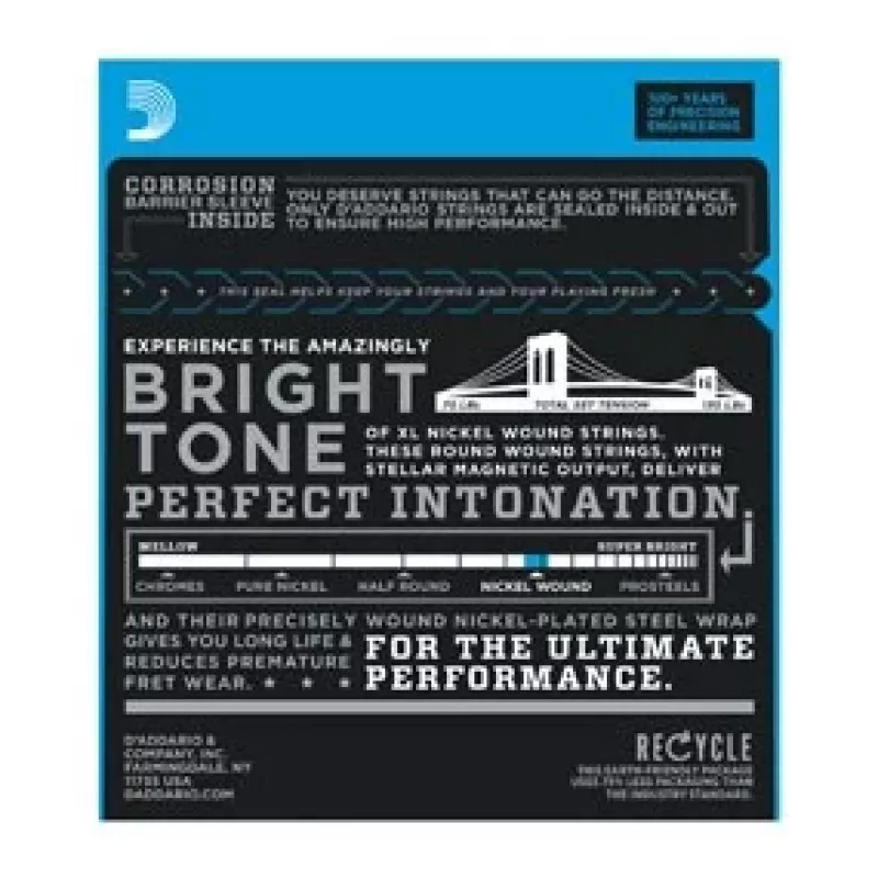 D'Addario EXL140 cordas para guitarra elétrica, 10–52