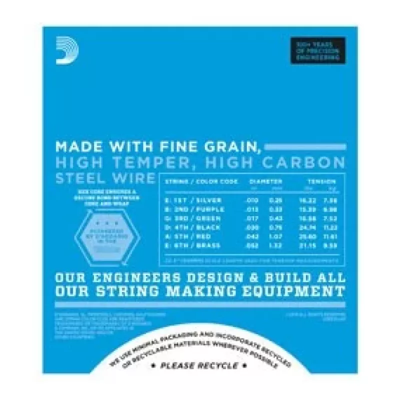 D'Addario EXL140 cordas para guitarra elétrica, 10–52