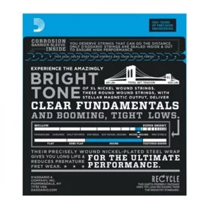 D'Addario EXL165 cordas para baixo, Regular Light 45–105