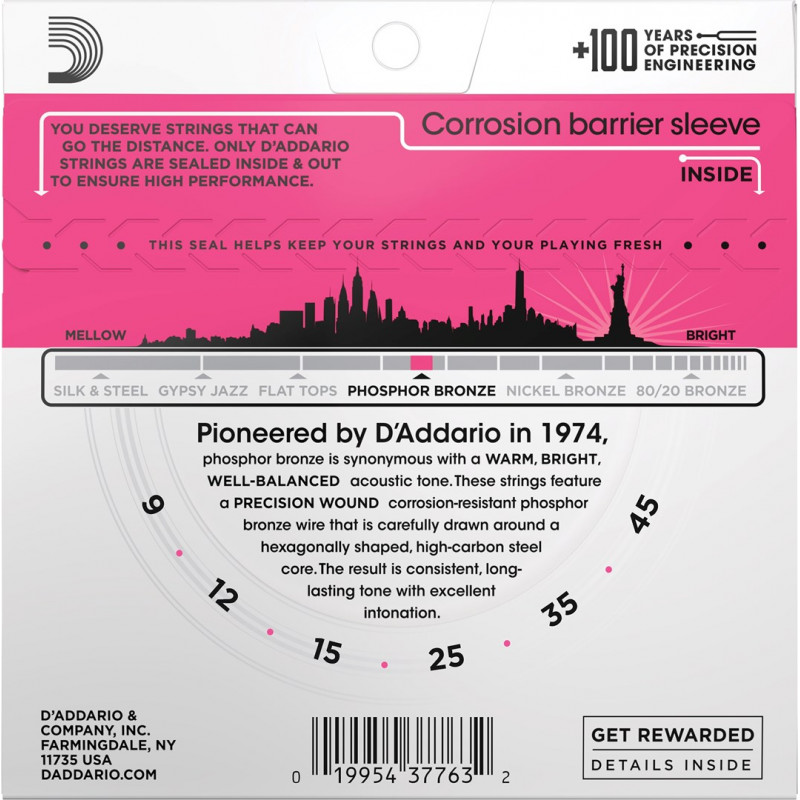 D'Addario EJ23 cordas para guitarra acústica, 9–45