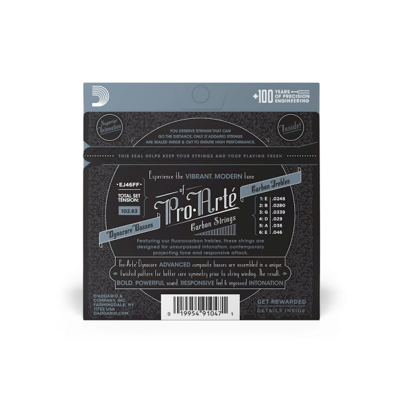 D'Addario EJ46FF Pro-Arté Carbon cordas para guitarra clássica