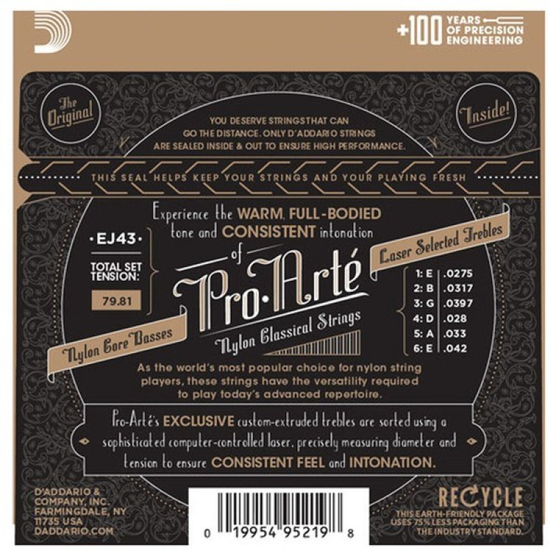 D'Addario EJ43 Pro-Arté Carbon cordas para guitarra clássica