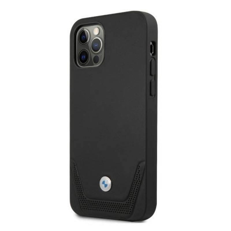 BMW BMHCP12LRSWPK Perforate capa rígida de pele para Apple iPhone 12 Pro Max, preta