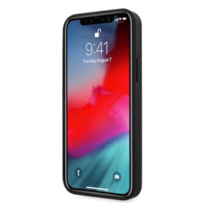 BMW BMHCP12LRSWPK Perforate capa rígida de pele para Apple iPhone 12 Pro Max, preta