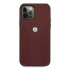 BMW BMHCP12MRSPPR Curve Perforate capa rígida de pele para Apple iPhone 12 / 12 Pro, vermelha