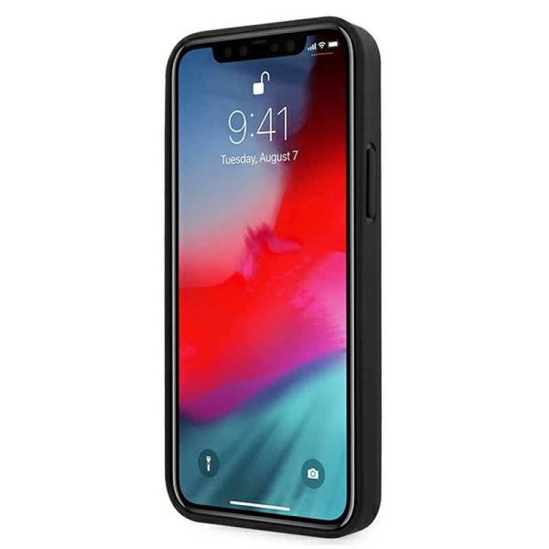 BMW BMHCP12SRSPPK Curve Perforate capa rígida de pele para Apple iPhone 12 mini, preta