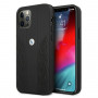 BMW BMHCP12MRSPPK Curve Perforate capa rígida de pele para Apple iPhone 12 / 12 Pro, preta