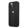 BMW BMHCP12MRSPPK Curve Perforate capa rígida de pele para Apple iPhone 12 / 12 Pro, preta