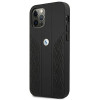 BMW BMHCP12LRSPPK Curve Perforate capa rígida de pele para Apple iPhone 12 Pro Max, preta