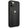 BMW BMHCP12LRSPPK Curve Perforate capa rígida de pele para Apple iPhone 12 Pro Max, preta