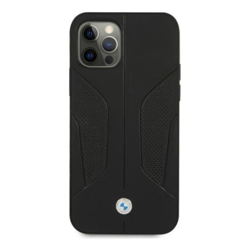 BMW BMHCP12LRSCSK Perforate Sides capa rígida de pele para Apple iPhone 12 Pro Max, preta