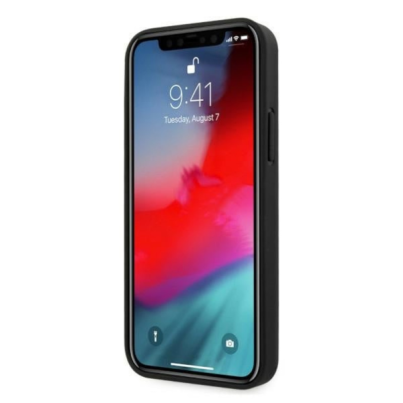 BMW BMHCP12LRSCSK Perforate Sides capa rígida de pele para Apple iPhone 12 Pro Max, preta