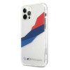 Capa rígida BMW BMHCP12LSKTGT Motorsport Tricolor para Apple iPhone 12 Pro Max, transparente